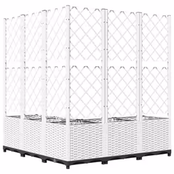 vidaXL Garden Planter with Trellis PP Outdoor Raised Bed Flower Pot Planter - white, 120 x 120 x 136 cm - Additional view 5