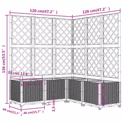 vidaXL Garden Planter with Trellis PP Outdoor Raised Bed Flower Pot Planter - white, 120 x 120 x 136 cm - Additional view 7