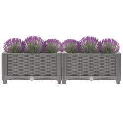 vidaXL Raised Bed Polypropylene Garden Planter Pot Planting Box Flower Pot - light grey, 80 x 40 x 23 cm - Additional view 2