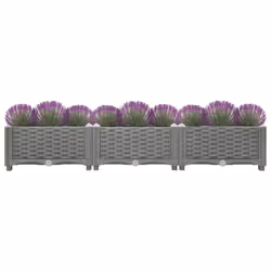 vidaXL Raised Bed Polypropylene Garden Planter Pot Planting Box Flower Pot - light grey, 120 x 40 x 23 cm - Additional view 2
