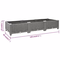 vidaXL Raised Bed Polypropylene Garden Planter Pot Planting Box Flower Pot - light grey, 120 x 40 x 23 cm - Additional view 7