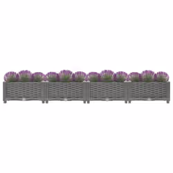 vidaXL Raised Bed Polypropylene Garden Planter Pot Planting Box Flower Pot - light grey, 160 x 40 x 23 cm - Additional view 2