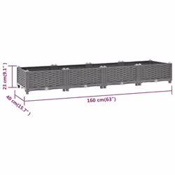 vidaXL Raised Bed Polypropylene Garden Planter Pot Planting Box Flower Pot - light grey, 160 x 40 x 23 cm - Additional view 7