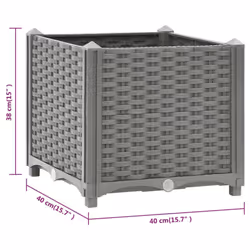 vidaXL Raised Bed Polypropylene Garden Planter Pot Planting Box Flower Pot - light grey, 40 x 40 x 38 cm - Additional view 6
