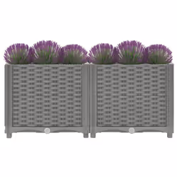 vidaXL Raised Bed Polypropylene Garden Planter Pot Planting Box Flower Pot - light grey, 80 x 40 x 38 cm - Additional view 2