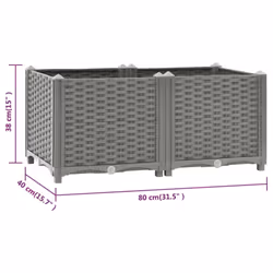 vidaXL Raised Bed Polypropylene Garden Planter Pot Planting Box Flower Pot - light grey, 80 x 40 x 38 cm - Additional view 3