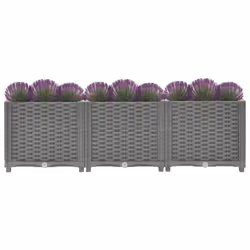 vidaXL Raised Bed Polypropylene Garden Planter Pot Planting Box Flower Pot - light grey, 120 x 40 x 38 cm - Additional view 2