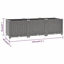 vidaXL Raised Bed Polypropylene Garden Planter Pot Planting Box Flower Pot - light grey, 120 x 40 x 38 cm - Additional view 3
