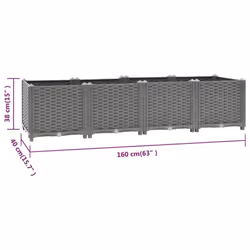 vidaXL Raised Bed Polypropylene Garden Planter Pot Planting Box Flower Pot - light grey, 160 x 40 x 38 cm - Additional view 7