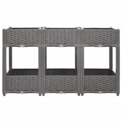 vidaXL Raised Bed Polypropylene Garden Planter Pot Planting Box Flower Pot - light grey, 120 x 40 x 71 cm - Additional view 2