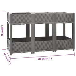 vidaXL Raised Bed Polypropylene Garden Planter Pot Planting Box Flower Pot - light grey, 120 x 40 x 71 cm - Additional view 3