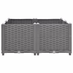 vidaXL Raised Bed Polypropylene Garden Planter Pot Planting Box Flower Pot - light grey, 80 x 80 x 38 cm - Additional view 2