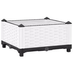 vidaXL Raised Bed Polypropylene Garden Planter Pot Planting Box Flower Pot - white, 40 x 40 x 23 cm