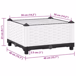 vidaXL Raised Bed Polypropylene Garden Planter Pot Planting Box Flower Pot - white, 40 x 40 x 23 cm