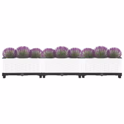 vidaXL Raised Bed Polypropylene Garden Planter Pot Planting Box Flower Pot - white, 120 x 40 x 23 cm - Additional view 2