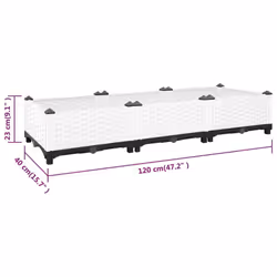 vidaXL Raised Bed Polypropylene Garden Planter Pot Planting Box Flower Pot - white, 120 x 40 x 23 cm - Additional view 6