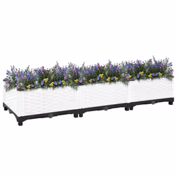 vidaXL Raised Bed Polypropylene Garden Planter Pot Planting Box Flower Pot - white, 120 x 40 x 23 cm - Additional view 7