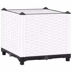 vidaXL Raised Bed Polypropylene Garden Planter Pot Planting Box Flower Pot - white, 40 x 40 x 38 cm