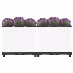 vidaXL Raised Bed Polypropylene Garden Planter Pot Planting Box Flower Pot - white, 80 x 40 x 38 cm - Additional view 2