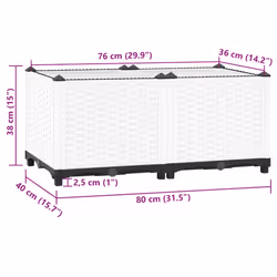 vidaXL Raised Bed Polypropylene Garden Planter Pot Planting Box Flower Pot - white, 80 x 40 x 38 cm - Additional view 7