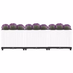 vidaXL Raised Bed Polypropylene Garden Planter Pot Planting Box Flower Pot - white, 120 x 40 x 38 cm - Additional view 2