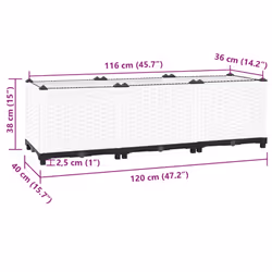 vidaXL Raised Bed Polypropylene Garden Planter Pot Planting Box Flower Pot - white, 120 x 40 x 38 cm - Additional view 3