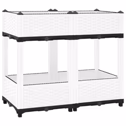 vidaXL Raised Bed Polypropylene Garden Planter Pot Planting Box Flower Pot - white, 80 x 40 x 71 cm