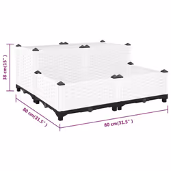 cm) vidaXL Raised Bed Polypropylene Garden Planter Pot Planting Box Flower Pot - 80 x 80 x (23-38