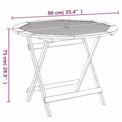 vidaXL Solid Wood Acacia Folding Garden Table Wooden Outdoor Dining Table - Additional view 6