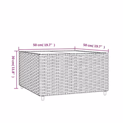 vidaXL Square Garden Coffee Table 50x50x30 cm Poly Rattan Table Multi Colours - black