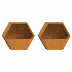 vidaXL Wall Planters Decor Hanging Flower Plant Pot 2 pcs Rusty Corten Steel - 30 x 10 x 25 cm - Additional view 5
