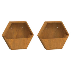 vidaXL Wall Planters Decor Hanging Flower Plant Pot 2 pcs Rusty Corten Steel - 46 x 10 x 40 cm