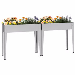 vidaXL 2x Garden Planters Galvanised Steel Patio Raised Bed Outdoor Flower Pot