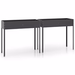 vidaXL 2x Garden Planters Anthracite Galvanised Steel Raised Bed Flower Pot