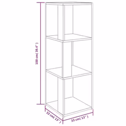 vidaXL Corner Cabinet Rack Standing Shelf Storage Cabinet Engineered Wood - grey sonoma, 33 x 33 x 100 cm - Additional view 7