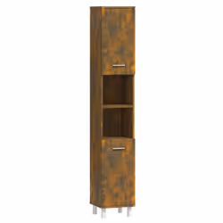 vidaXL Bathroom Cabinet Washroom Cupboard Storage Shelf Rack Engineered Wood - smoked oak
