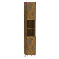 vidaXL Bathroom Cabinet Washroom Cupboard Storage Shelf Rack Engineered Wood - smoked oak