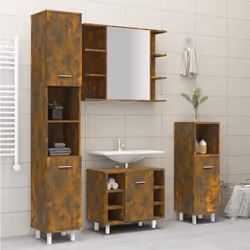 vidaXL Bathroom Cabinet Washroom Cupboard Storage Shelf Rack Engineered Wood - smoked oak
