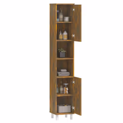 vidaXL Bathroom Cabinet Washroom Cupboard Storage Shelf Rack Engineered Wood - smoked oak - Additional view 4