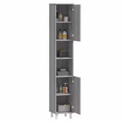 vidaXL Bathroom Cabinet Washroom Cupboard Storage Shelf Rack Engineered Wood - grey sonoma - Additional view 4