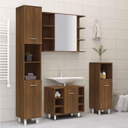 vidaXL Bathroom Cabinet Washroom Cupboard Storage Shelf Rack Engineered Wood - brown oak