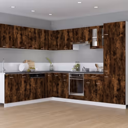 vidaXL Kitchen Cabinet Home Storage Shelf Organiser Cupboard Engineered Wood - smoked oak