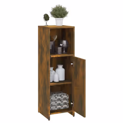 vidaXL Bathroom Cabinet Cupboard Storage Rack Washer Shelf Engineered Wood - smoked oak - Additional view 4