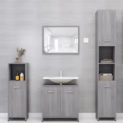 vidaXL Bathroom Cabinet Cupboard Storage Rack Washer Shelf Engineered Wood - grey sonoma - Additional view 2