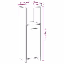 vidaXL Bathroom Cabinet Cupboard Storage Rack Washer Shelf Engineered Wood - grey sonoma - Additional view 3