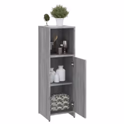 vidaXL Bathroom Cabinet Cupboard Storage Rack Washer Shelf Engineered Wood - grey sonoma - Additional view 4