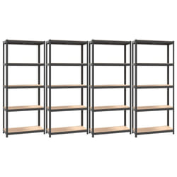 vidaXL Storage Shelf Garage Organiser Holder Rack Steel and Engineered Wood - anthracite, 75 x 30 x 172 cm/ 4 piece