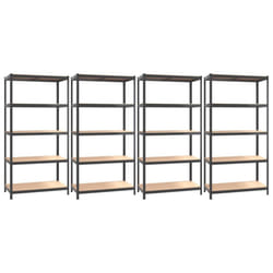 vidaXL Storage Shelf Garage Organiser Holder Rack Steel and Engineered Wood - anthracite, 90 x 40 x 180 cm/ 4 piece