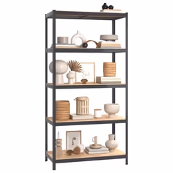 vidaXL Storage Shelf Garage Organiser Holder Rack Steel and Engineered Wood - anthracite, 90 x 40 x 180 cm/ 4 piece