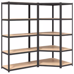 vidaXL 5-Layer Heavy-duty Shelves Storage Shelf Unit Steel and Engineered Wood - grey, 2 piece